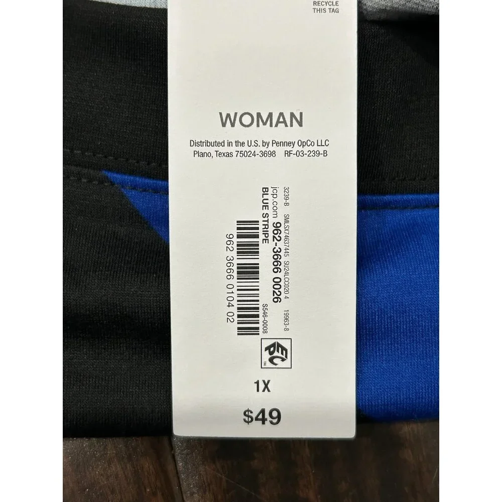 Liz Claiborne NWT Womens Blue Black Striped A-Line Skirt Size 1X